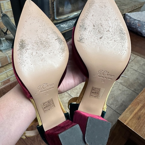 J. Crew Pointed-toe pumps in colorblock velvet W 7.5 - Picture 6 of 6